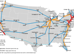Amtrak system map with frequency