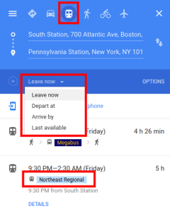 Google Transit Directions