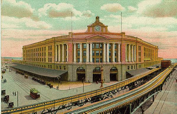 Boston South Station historic postcard