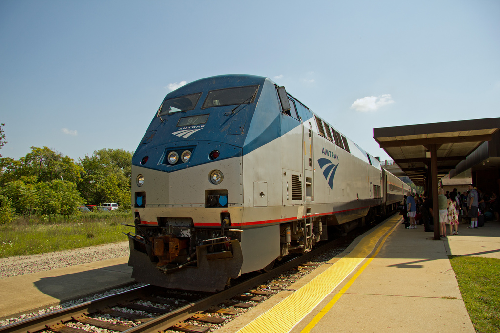 Wolverine Services Amtrak train in Ann Arbor