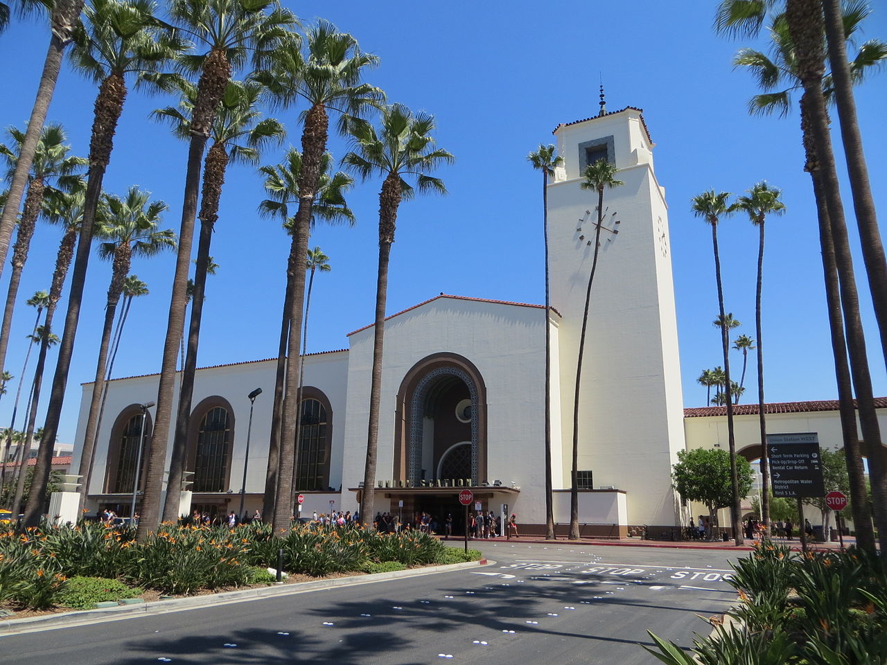 LA Union Station with palm trees