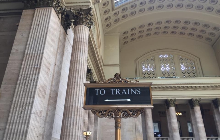 To Trains sign in Chicago Union Station