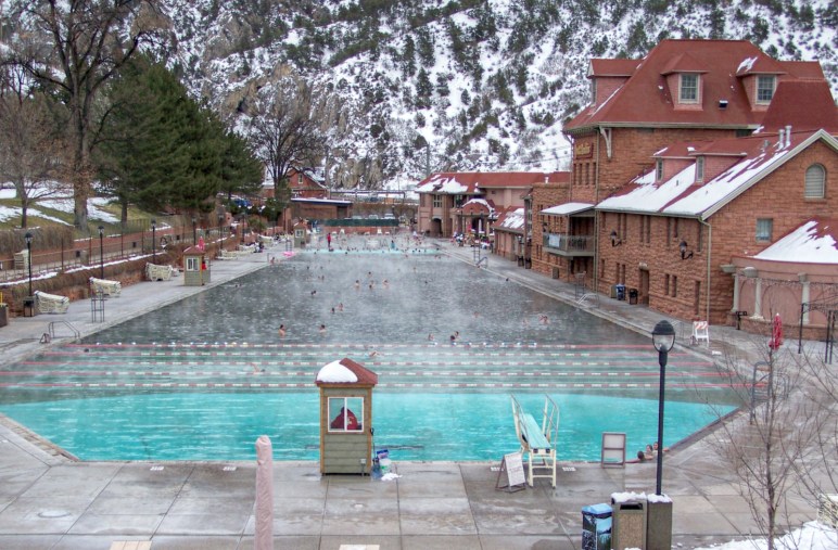 Hot spring pool in Glenwood Springs (winter)