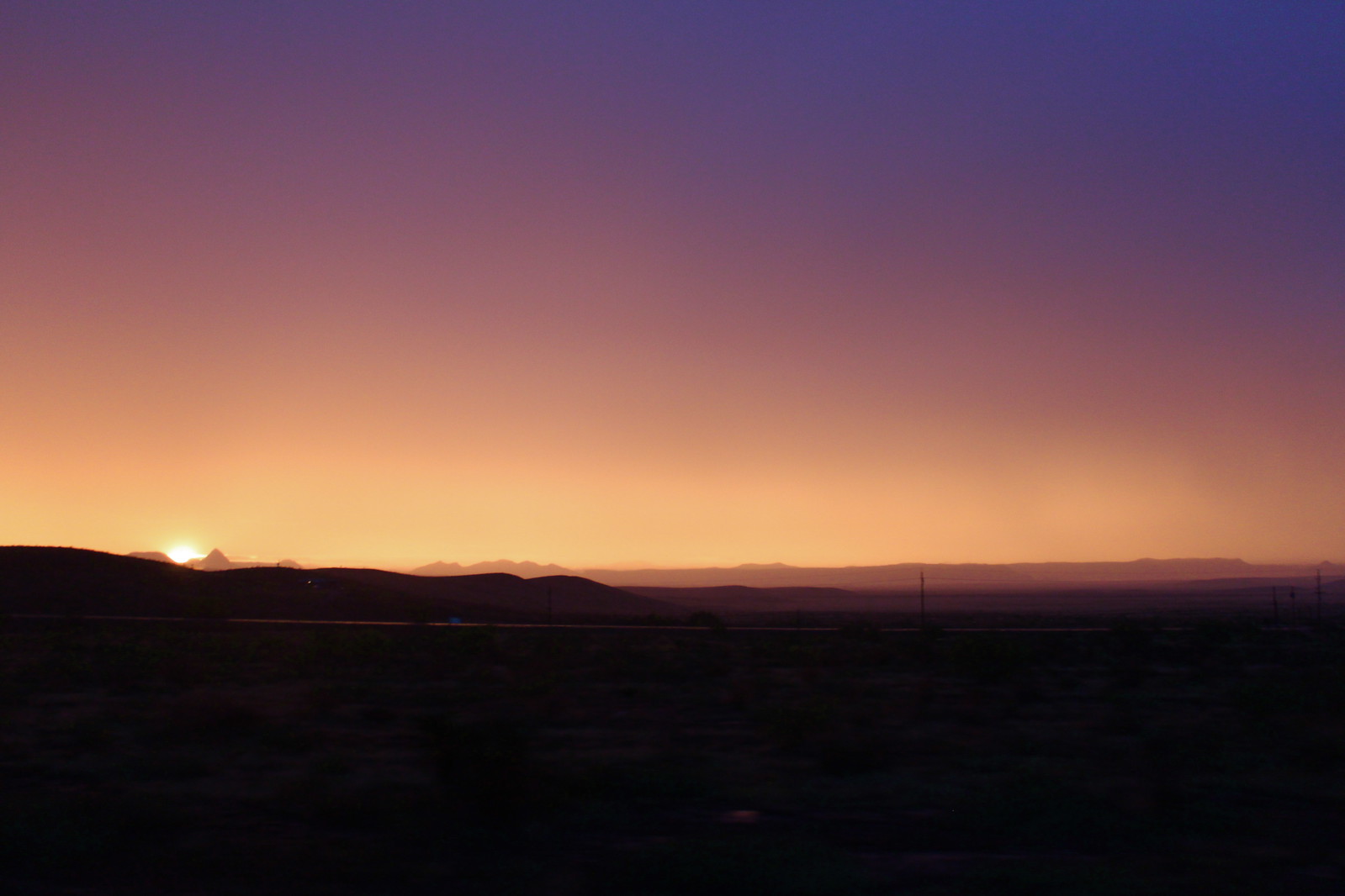 View of sunset from Sunset Limited train