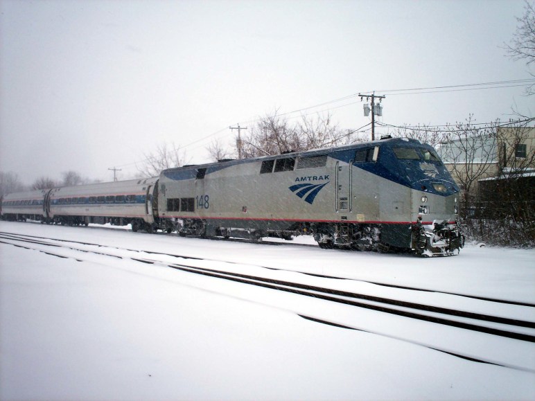 Vermonter train in the snow