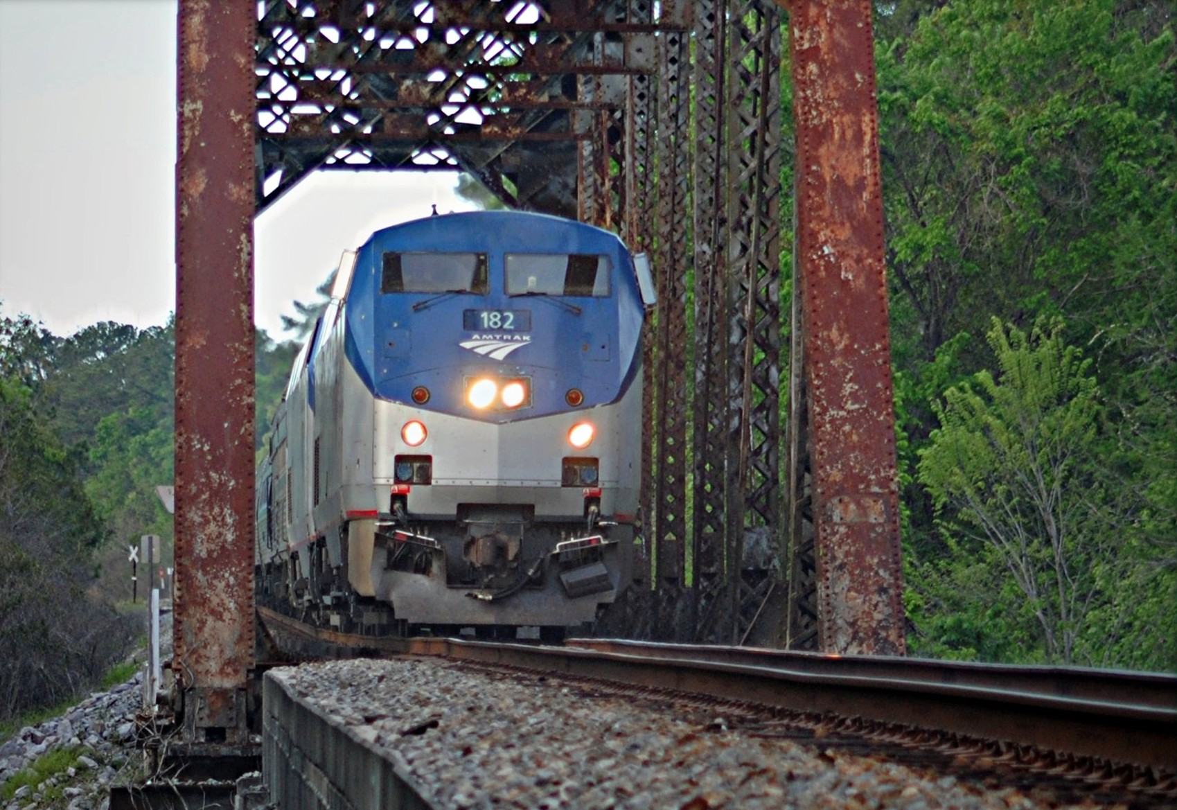 Southbound Amtrak Crescent train in Mississippi