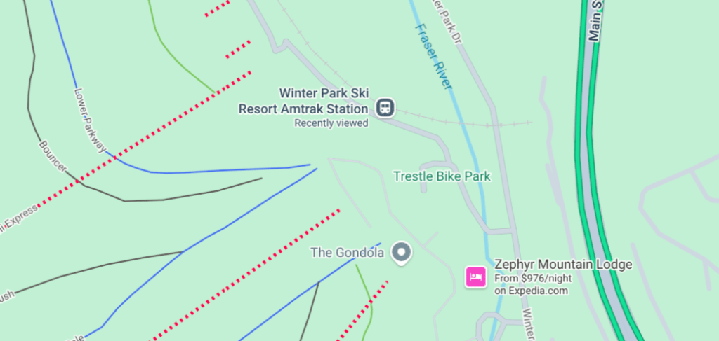 Winter Park Ski Resort Amtrak Station map