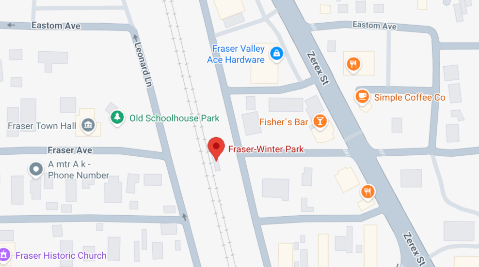 Fraser-Winter Park Amtrak station map